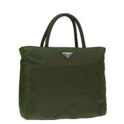 Prada Vintage Pre-owned Nylon handvskor Green, Dam