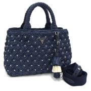 Prada Vintage Pre-owned Raffia handvskor Blue, Dam