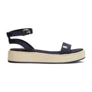 Tommy Hilfiger Linne Flatform Sandaler Blue, Dam