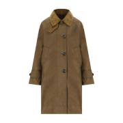 Barbour Vaxad Bomull Sandjacka A-Linje Stil Brown, Dam