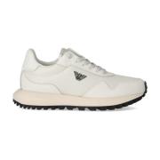 Emporio Armani Vit Saffiano Sneaker med Örnplatta White, Herr