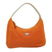 Prada Vintage Pre-owned Nylon handvskor Orange, Dam