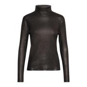 My Essential Wardrobe Metallic Rollneck Blus Svart Black, Dam