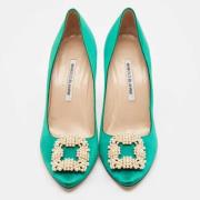 Manolo Blahnik Pre-owned Pre-owned Satin klackskor Green, Dam