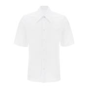 Maison Margiela Bomullspoplin Casual Skjorta med Styv Krage White, Her...