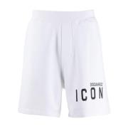 Dsquared2 Bomull Logo Bermuda Shorts White, Herr