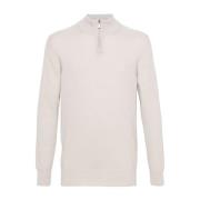 Eleventy Beige Cashmere Sweater med Half Zip Beige, Herr