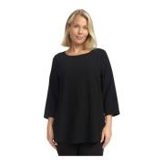 2-Biz Elegant Blus i Mjukt Material Black, Dam