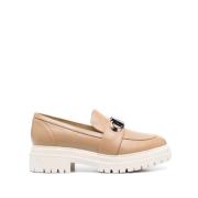 Michael Kors Brun läderloafer platta skor Brown, Dam