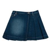 House of Sunny Vintage-inspirerad Mini Plisserad Denimkjol Blue, Dam