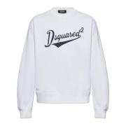 Dsquared2 Logo sweatshirt med sammet finish White, Herr