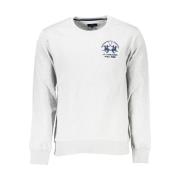 La Martina Broderad Bomull Crewneck Sweatshirt White, Herr