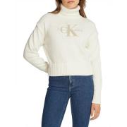 Calvin Klein Chenille Turtleneck Tröja Ivory Beige, Dam