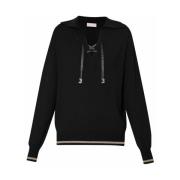 Liu Jo Sportig Svart Hoodie med Kontrastremsor Black, Dam