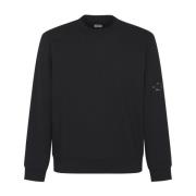 C.p. Company Svart Diagonal Raised Fleece Crew Neck Black, Herr