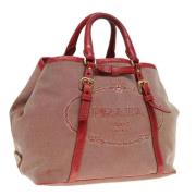 Prada Vintage Pre-owned Canvas handvskor Red, Dam