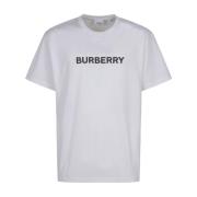 Burberry Vit Crewneck T-shirt med Ikoniskt Logotyp White, Herr