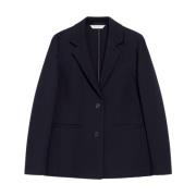 Max Mara Jersey Blazer med Deconstructed Silhouette Blue, Dam