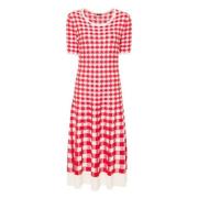 Joseph Röd Vichy Jacquard Maxi Klänning Red, Dam