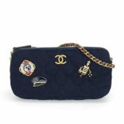 Chanel Vintage Pre-owned Bomull axelremsvskor Blue, Dam