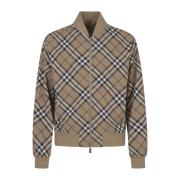 Burberry Rutig Harrington Ullblandning Jacka Multicolor, Herr