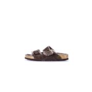 Birkenstock Kvinnors Logo Sidospänne Sandaler Brown, Dam