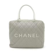 Chanel Vintage Pre-owned Canvas handvskor Gray, Dam