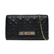 Love Moschino Quiltad Kedja Logo Crossbody Väska Black, Dam