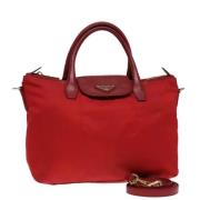 Prada Vintage Pre-owned Nylon handvskor Red, Dam