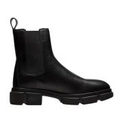 Copenhagen Shoes Rounded Toe Leather Chelsea Boots Black, Dam