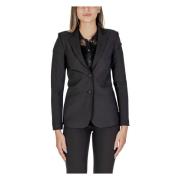 Sandro Ferrone Svart Knapp Blazer Reverskrage Black, Dam