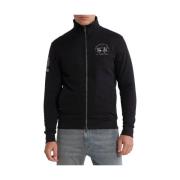 La Martina Svart Bomull Zip-Up Sweatshirt med Broderad Logotyp Black, ...