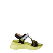 Hispanitas Sportig Sandal i Svart/Vitt Läder Green, Dam