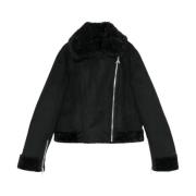 Patrizia Pepe Svart mockajacka med shearling-finish Black, Dam