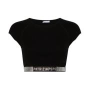 Patrizia Pepe Svart Strass Top Black, Dam