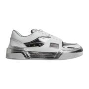 Dolce & Gabbana Silverläder Låg Topp Sneakers White, Dam