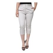 Dolce & Gabbana Vit Bomull Skinny Dragkedja Byxor White, Dam