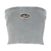 Diesel Stickad Crew Neck Tröja Ljusgrå Gray, Dam