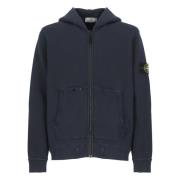 Stone Island Blå Bomull Huvtröja med Dragkedja Blue, Herr