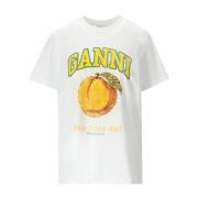 Ganni Avslappnad Persika Vit T-shirt White, Dam