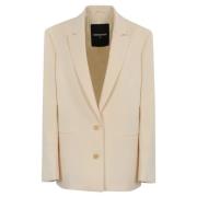 Patrizia Pepe Dam Twill Stretch Blazer Jacka Beige, Dam