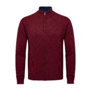 MCS Röd Lambswool Full-Zip Stickad Kofta Red, Herr