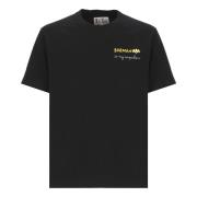 Saint Barth Svart Bomull T-shirt med Crew Neckline Black, Herr