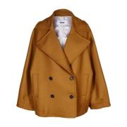 Mauro Grifoni Kort ull peacoat med oversized passform Brown, Dam