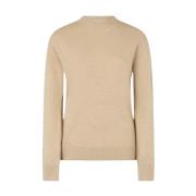 MC2 Saint Barth Beige Crew Neck Sweater med St Barth Logo Beige, Dam