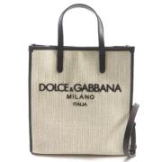 Dolce & Gabbana Pre-owned Pre-owned Canvas handvskor Beige, Dam