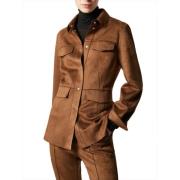 Pennyblack Slim Sahariana-jacka med sammet finish Brown, Dam