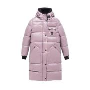 RefrigiWear Lång Nylon Dunjacka med Teddy-fodrad Huva Pink, Dam