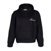 Laneus Herrhoodie. Bomullsblandning. Broderad logotyp. Black, Herr