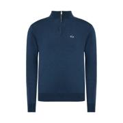 La Martina Halv-Zip Broderad Tröja Blue, Herr